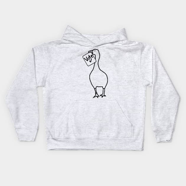 Goose with Stolen Vote Message Outline Kids Hoodie by ellenhenryart